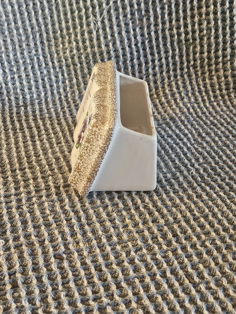 Ceramic Decorative Book Plaque with Purple Floral Accent